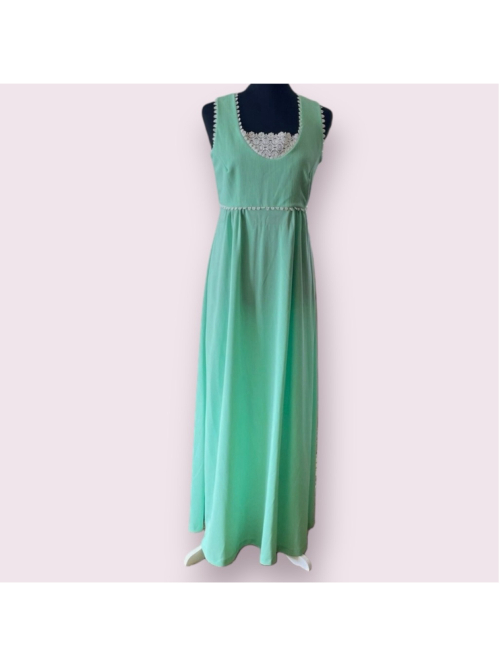 JCPenney 70s Green Lace Maxi Dress Size 12